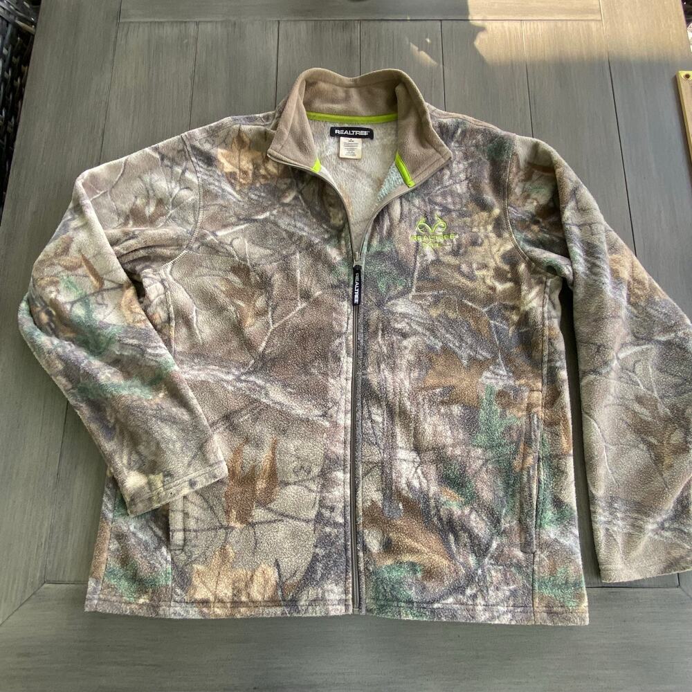 Realtree Camo Fleece Full‑Zip Jacket • Medium • Forest Print • High Collar